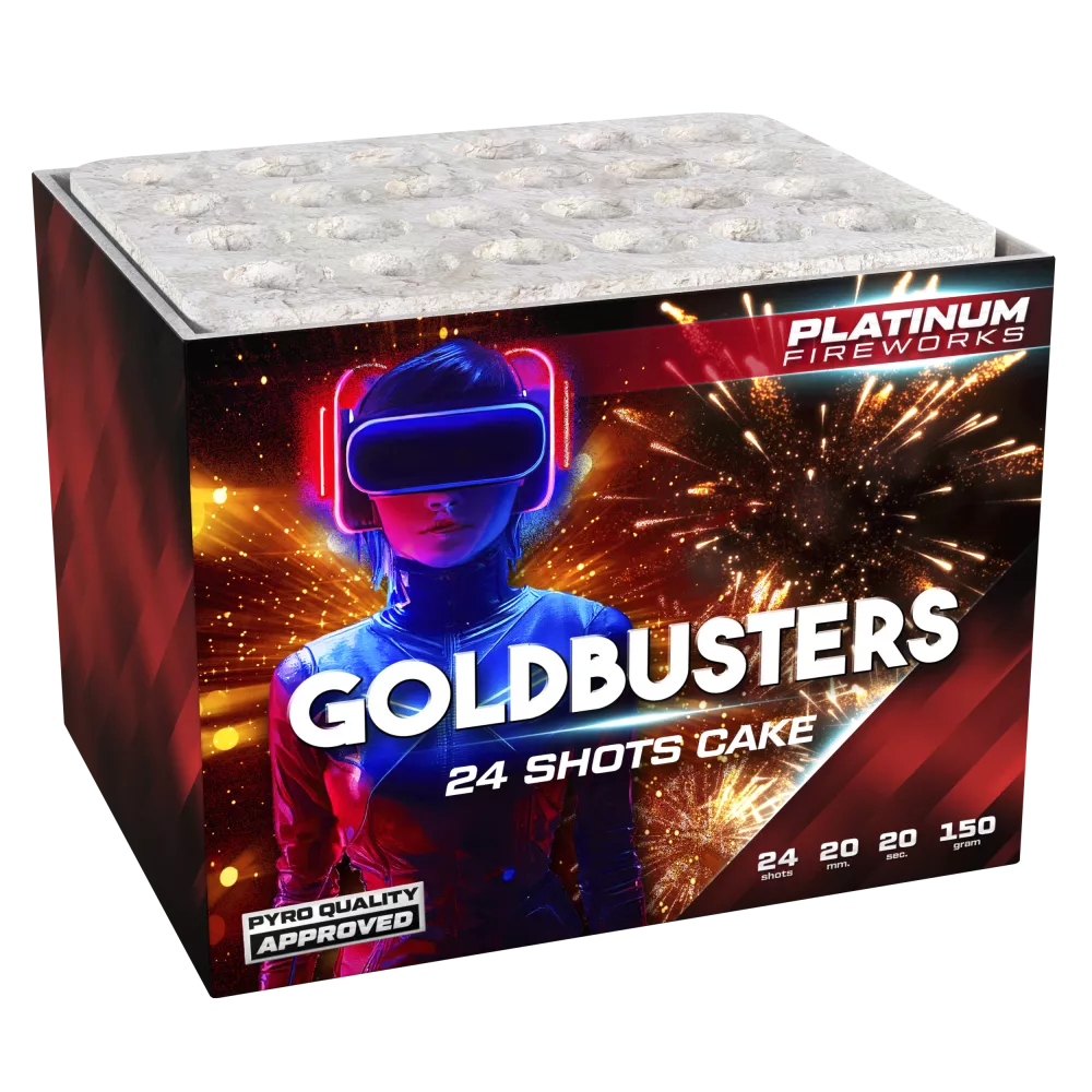Goldbusters - 24 Shots - 20mm - HBL Fireworks