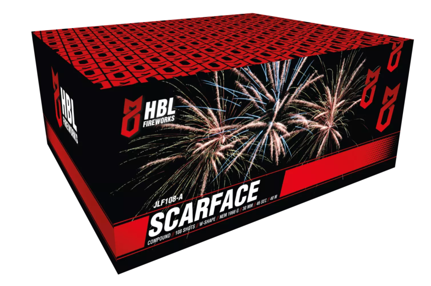 Scarface - 108 Shots - 30MM - W Shape - HBL Fireworks