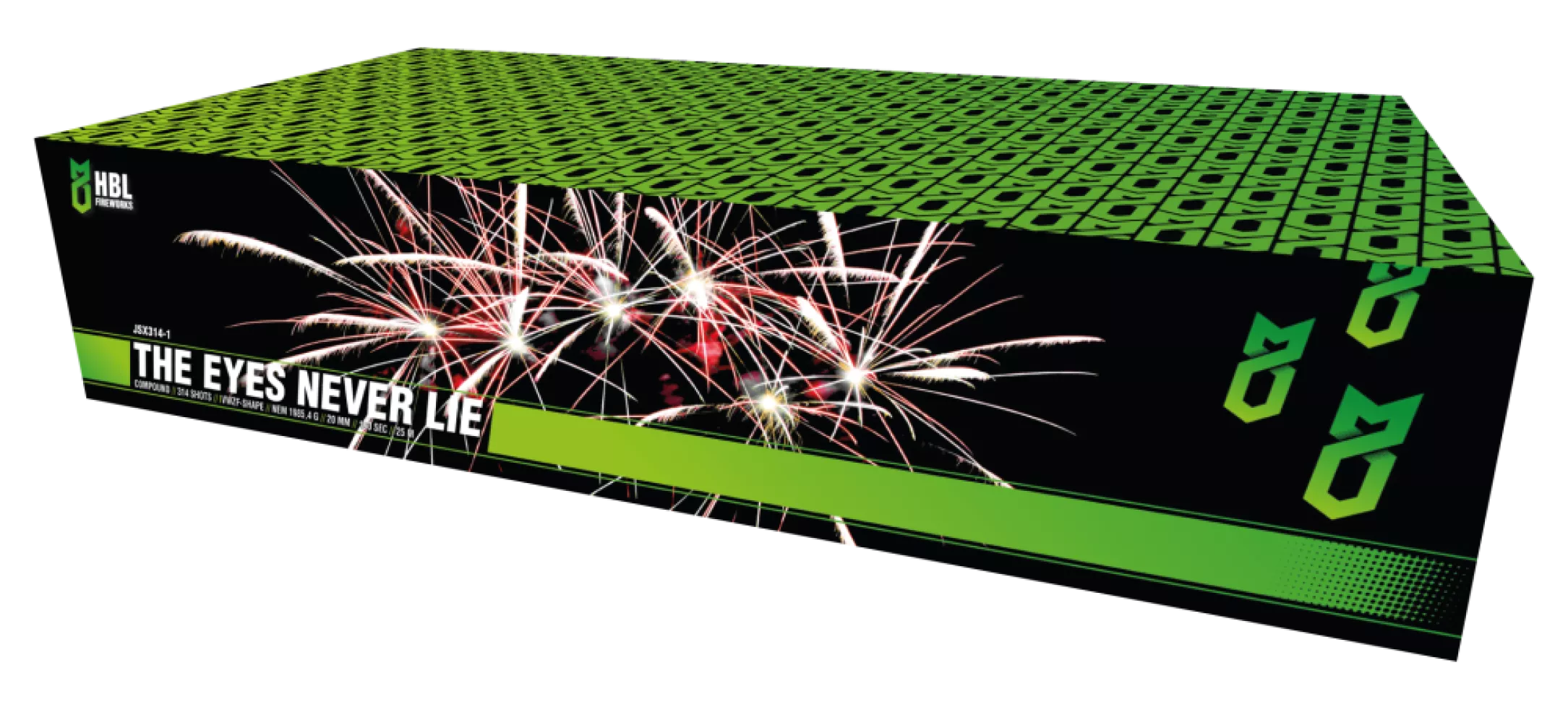 The Eyes Never Lie - 314 Shots - 20MM - VWZF Shape - HBL Fireworks