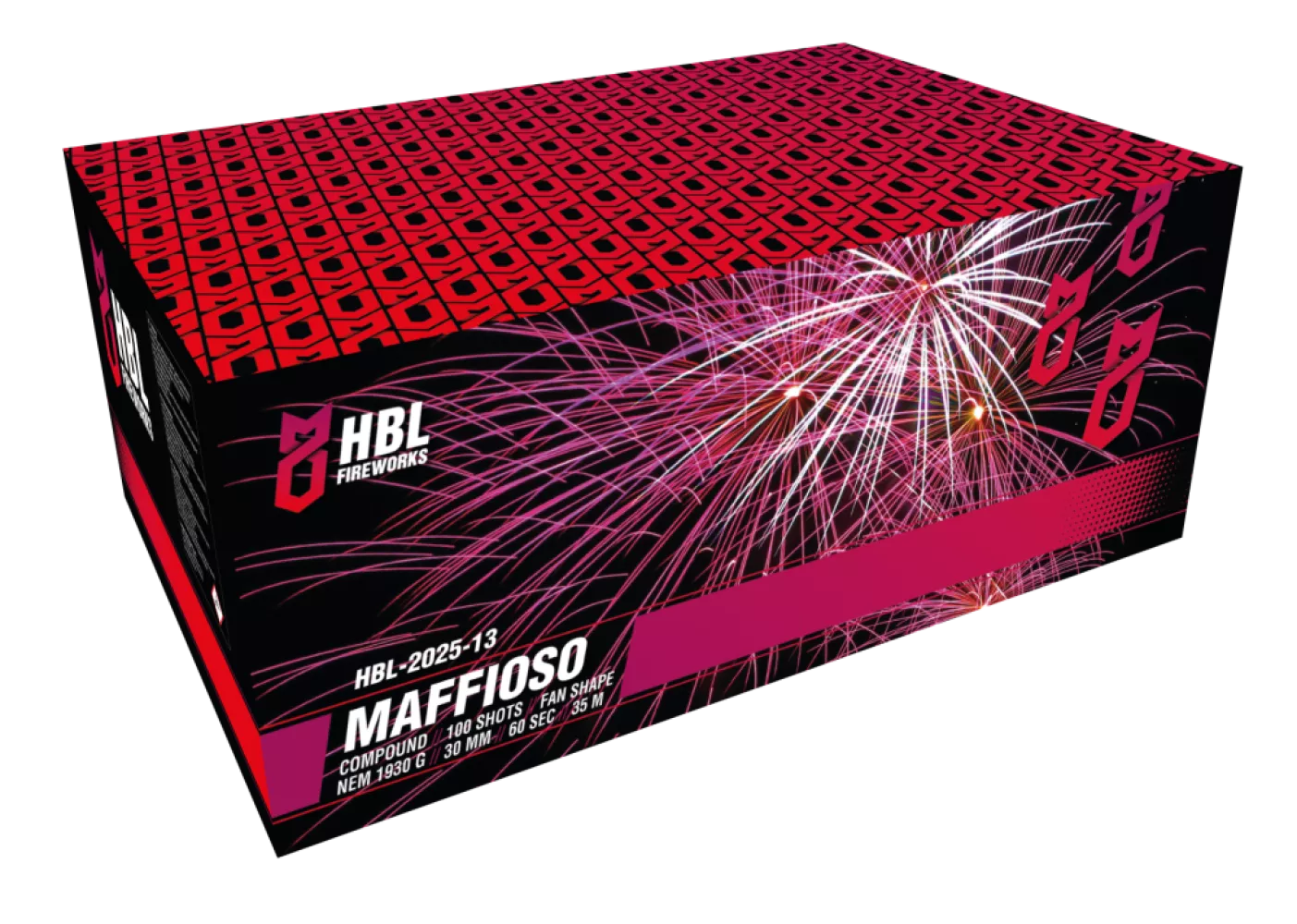 Maffioso - 100 shots - 30 mm - Fan Shape - HBL Fireworks