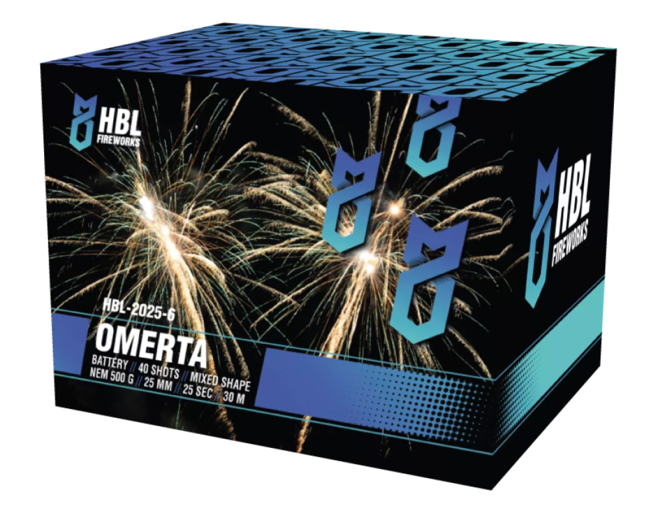 Omerta - 40 Shots - 25MM - Mixed Shape - HBL Fireworks