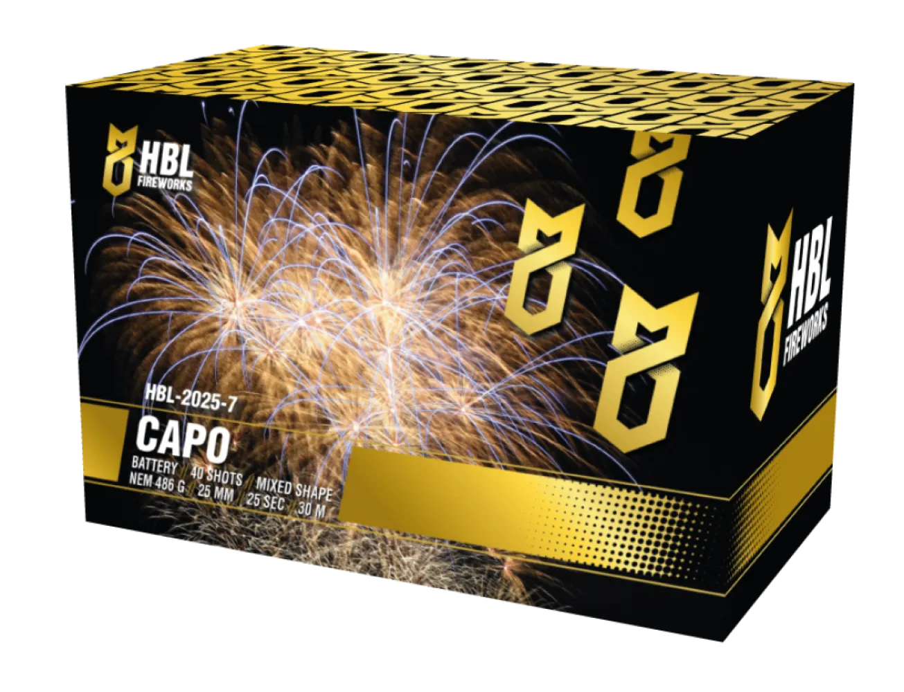 Capo - 36 Shots - 25MM - Mixed Shape - HBL Fireworks
