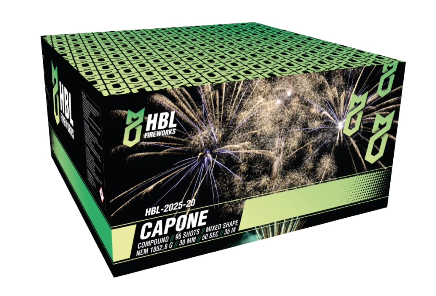 Capone - 96 Shots - 30MM - Mixed Shape - HBL Fireworks