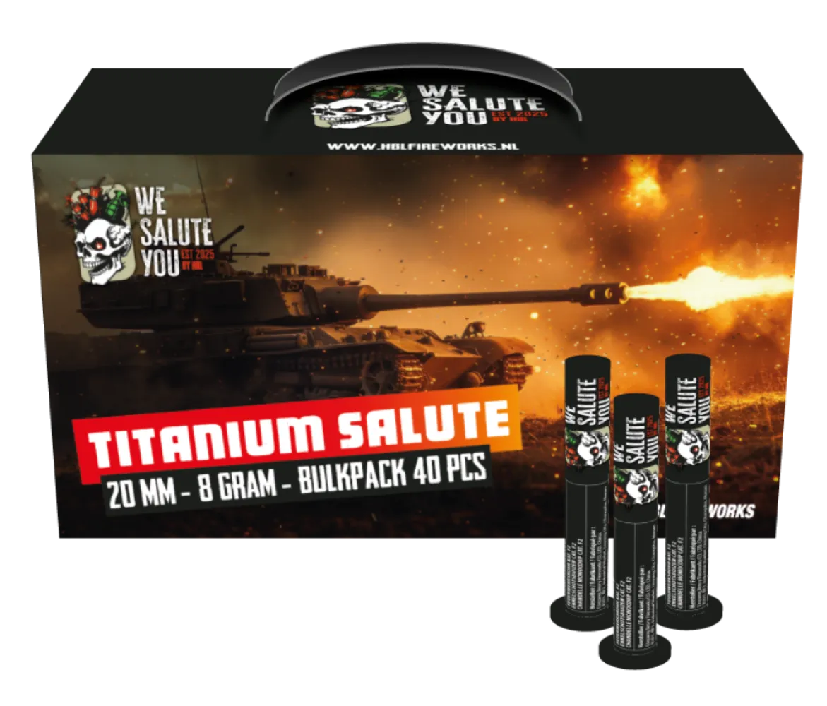 Titanium Salute Bulkpack(40pcs) - Single Shot - 20MM - We Salute You - HBL Fireworks